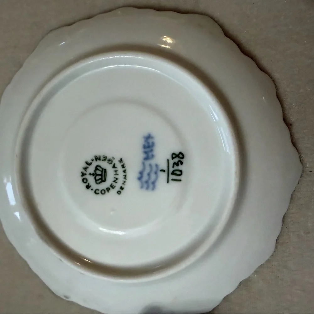 Royal Copenhagen White Porcelain Saucer and  cup with Blue Wave Mark